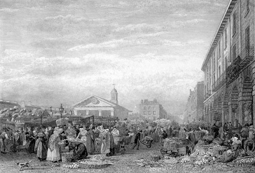 Photo:Covent Garden Market drawn by F Nash and engraved by A C Allen. 1824.