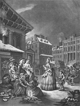 Photo:Morning in Covent Garden by Spooner, 18th Century. Depicts Prostitutes meeting with clients outside Tom and Moll King's Coffee House.