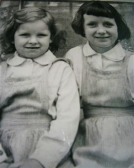Photo:Helen & Jean McKenzie outside F Block wild St 1951