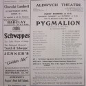 Photo:Pygmalion programme, Aldwych Theatre, Strand