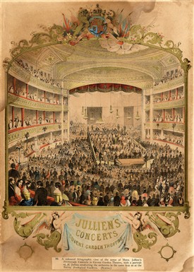 Photo:Print of M. Jullien conducting his orchestra at the Royal Opera House. 1864.