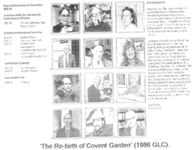 Photo:The back cover of 'The Rebirth of Covent Garden', with key campaigners' portraits, with David third row down on the right
